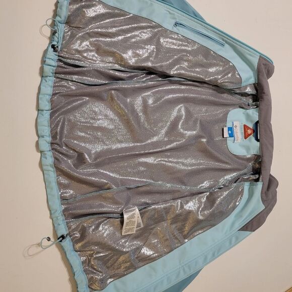 S COLUMBIA OMNI SHIELD HEAT REPELLANT GREEN / BLUE LIGHTWEIGHT ZIP COAT JACKET - Picture 5 of 12